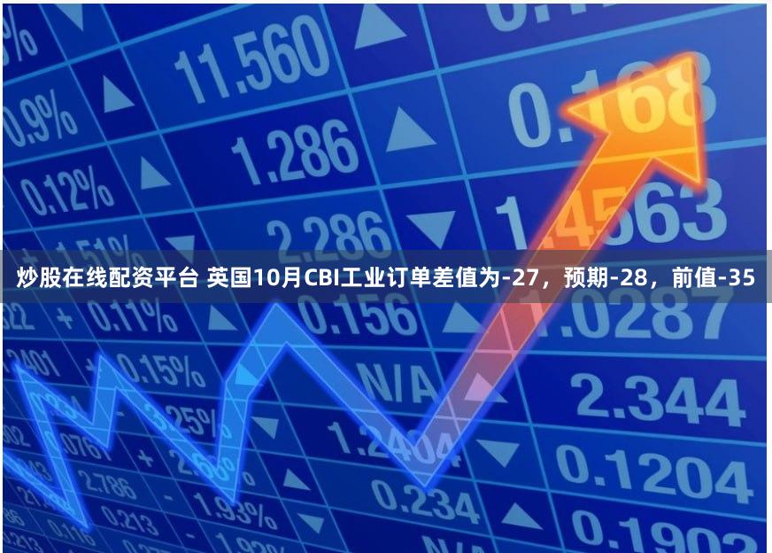 炒股在线配资平台 英国10月CBI工业订单差值为-27，预期-28，前值-35
